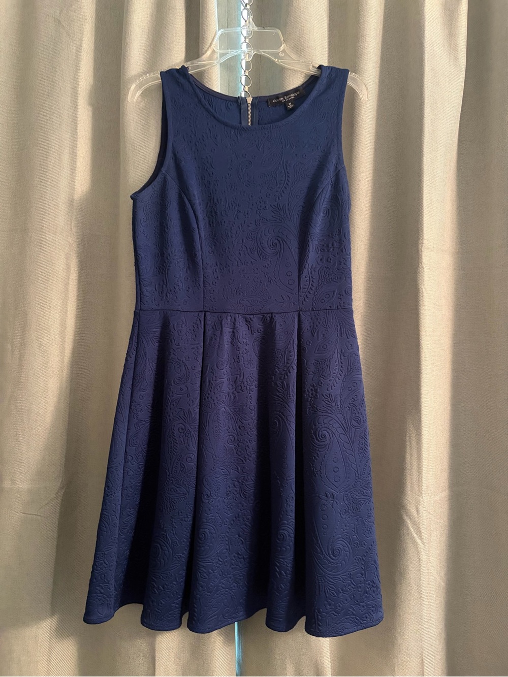 Green Envelope Navy Textured Fit & Flare Girls Dress